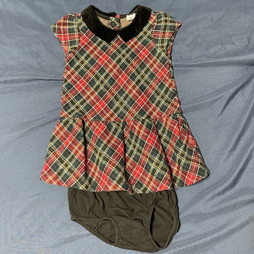 Janie and Jack Little Girls Holiday Dress with Diaper Undie